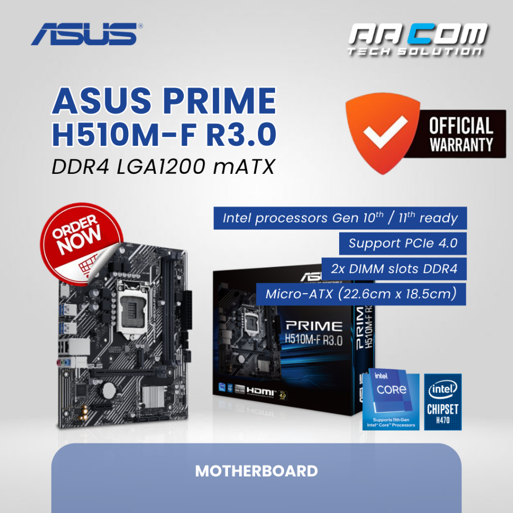 ASUS PRIME H510M-F R3.0 MOTHERBOARD INTEL H470 LGA1200 M-ATX