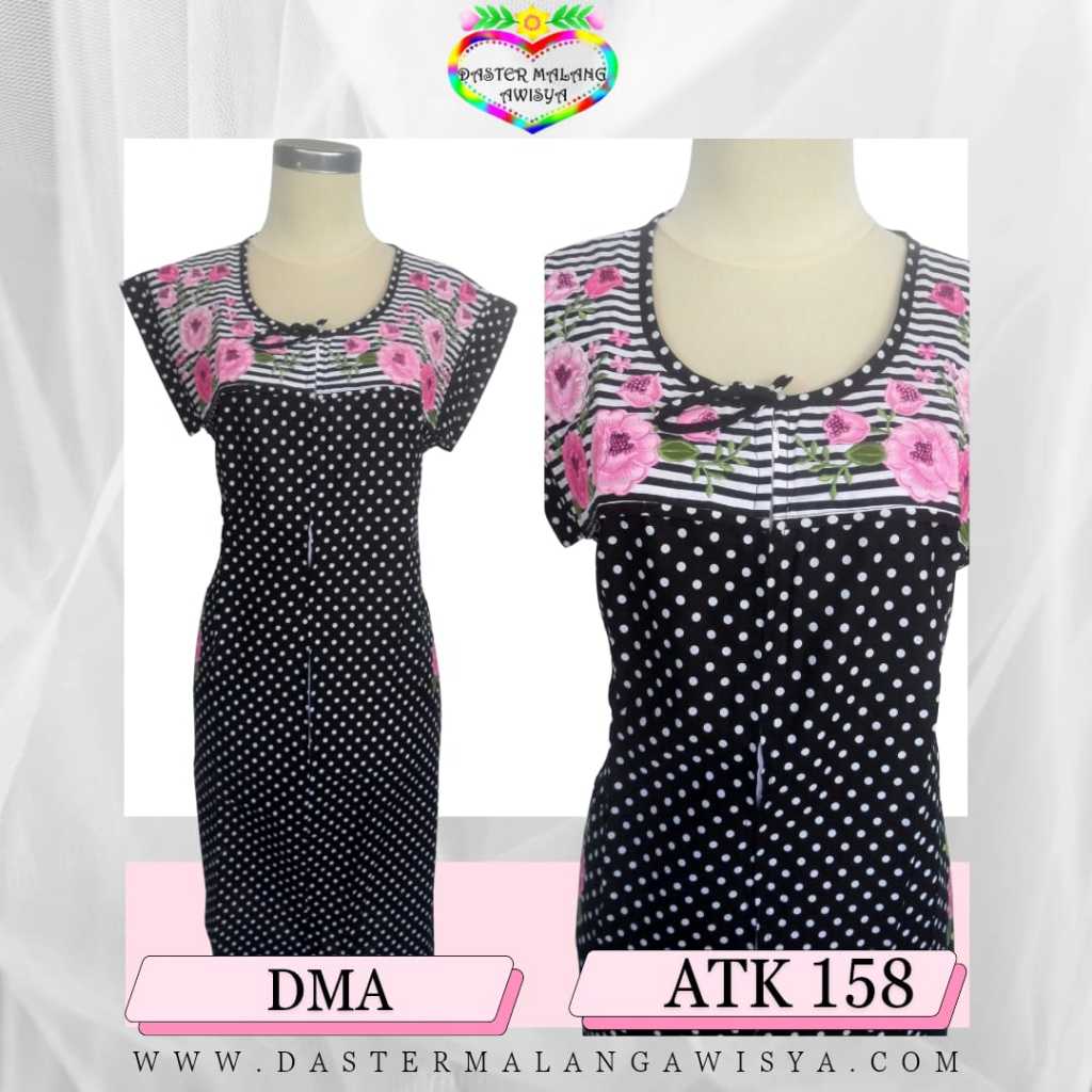 ATK 158 L Daster Katun Tangan Kecil Bordir Malang Awisya