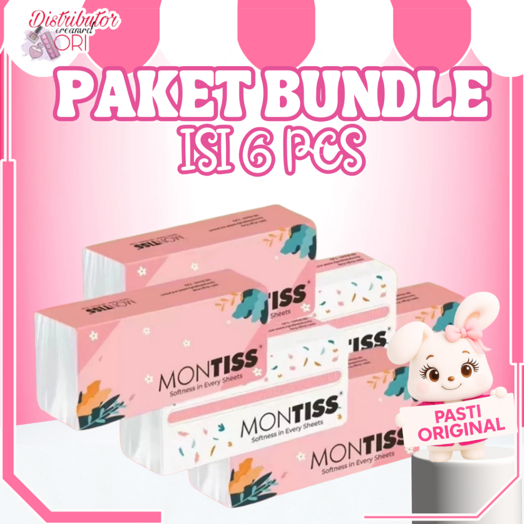 [PAKET 6 PACK] Montiss 150 Sheets 2 Ply Facial Tissue - BUNDLE BUNDLING HEMAT Tisu Wajah  | BPOM