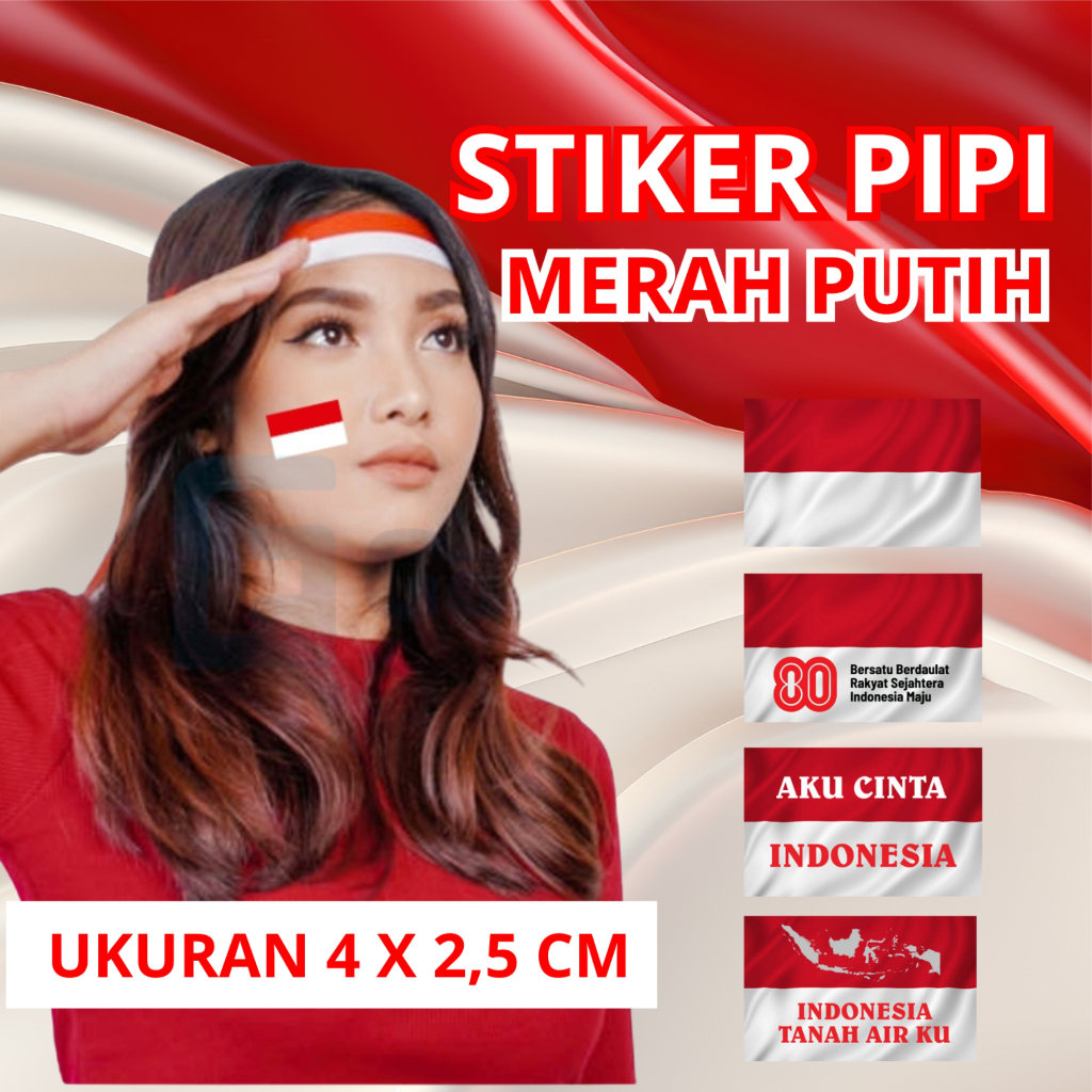 

STIKER PIPI KE 80 / STIKER PIPI BENDERA MERAH PUTIH SIZE 4x,2,5 cm MERAH PUTIH/ KARNAVAL KEMERDEKAAN AGUSTUS MERDEKA