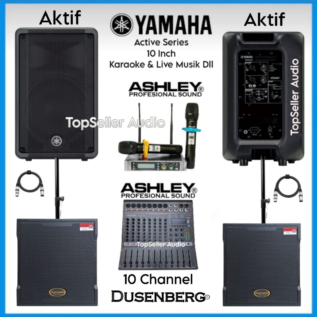Paket Sound System  Karaoke & Live Musik Outdoor, Ruangan Aula Dll Speaker Aktif YAMAHA DBR10  Subwo