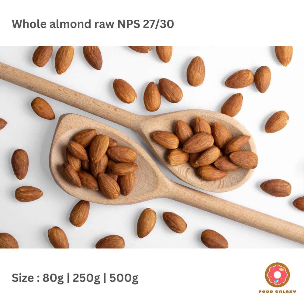 

Kacang Almond Mentah Whole Almond NPS Supreme 27/30 80g | 250g | 500g