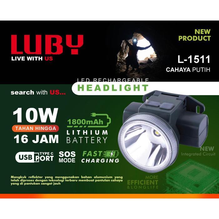 Senter kepala Head Lamp Luby L1511L 10 Watt & L1512 10L Watt &L 1811L-20Watt &L-1516L Watt  Baterai 
