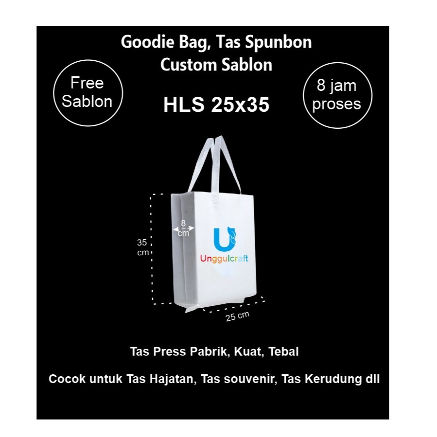 

TAS SPUNBOND SABLON CUSTOM 25X35x8 lipat samping / Goodie bag Spunbon 25x35 TAS SOUVENIR, SEMINAR, ACARA, SYUKURAN, MENGENANG