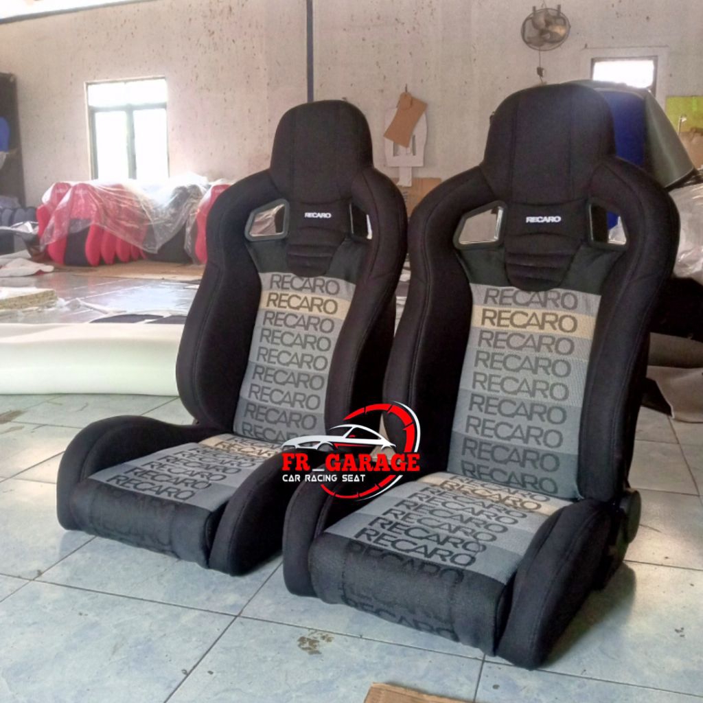 JOK MOBIL RACING SPOSTER HITAM GRADASI ABU