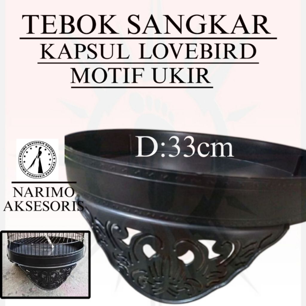 Tebok Lovebird Motif Ukir Untuk Sangkar Kandang Bulat Kapsul Lovebird