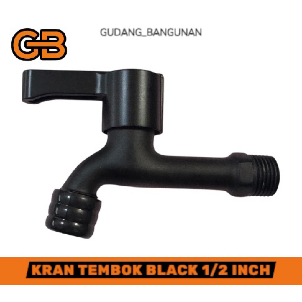 KRAN TEMBOK HITAM KRAN BLACK KRAN BALKON HITAM 1/2 INCH KRAN WUDHU MASJID KRAN CUCI BAJU