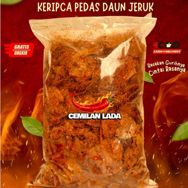 

Keripik kaca pedas daun jeruk 1kg cemilan lada