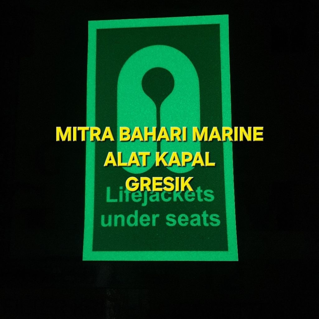 

Stiker IMO Symbol IMPA 334130 Lifejacket Under Seats Glow In The Dark