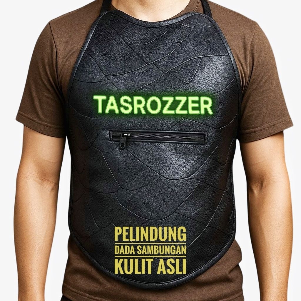 Rompi motor kulit asli sambungan otto pelindung dada dari angin
