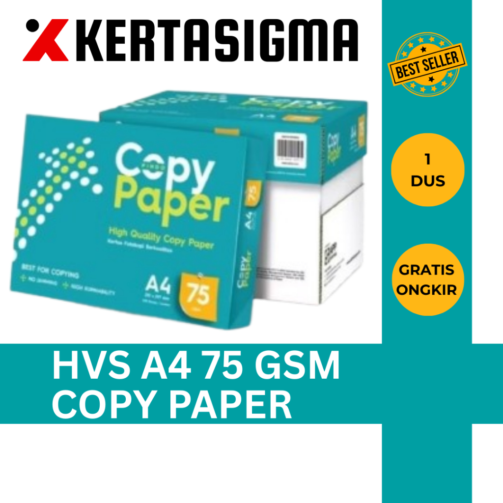 

Kertas Hvs A4 75 gram 70 gram 1 Dus 5 Rim Kertas Print Fotocopy Warna Putih