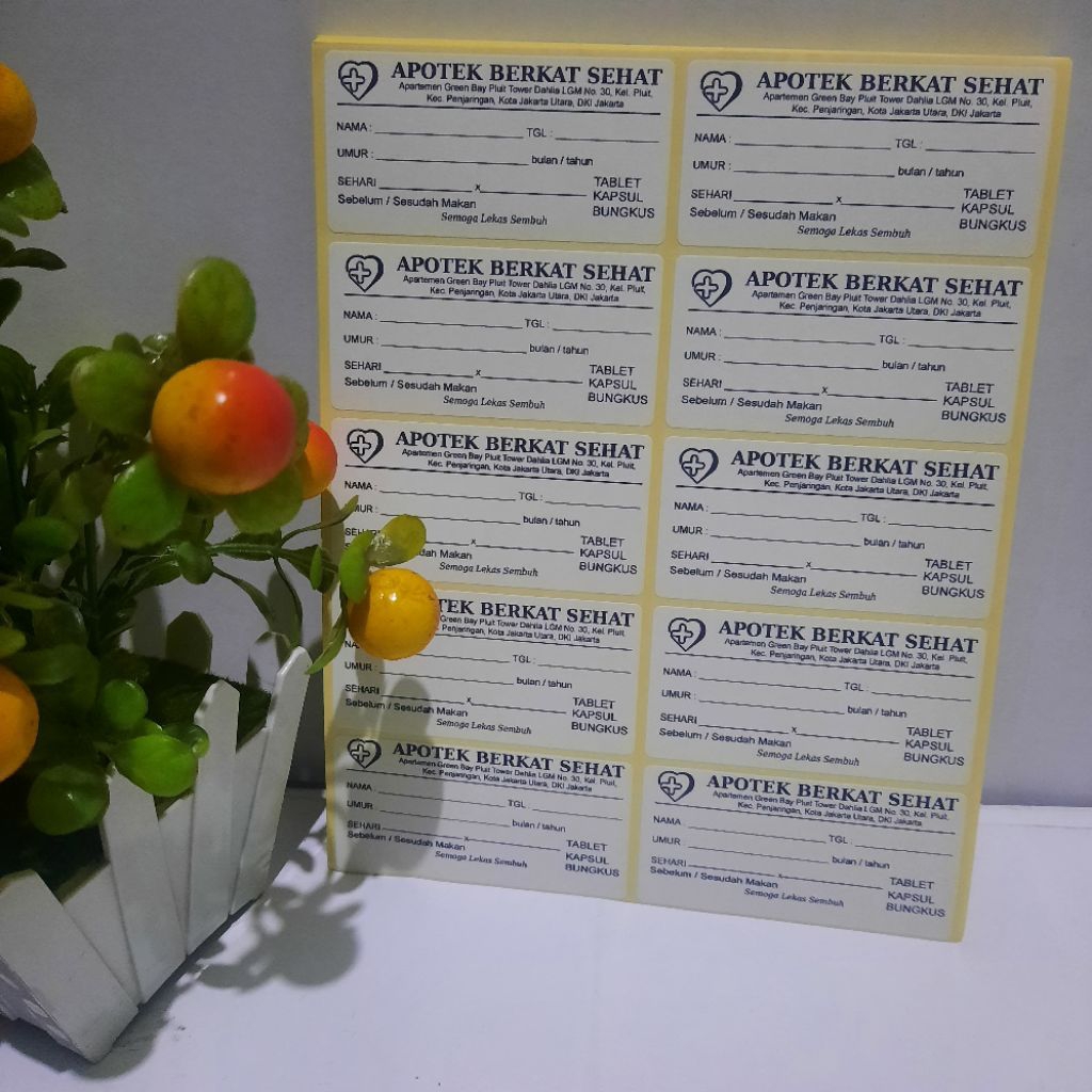 

Label / Etiket Obat T4bl3t