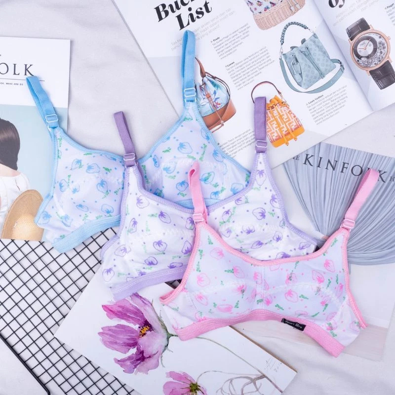 Bh Bra Sport Wanita Perempuan Remaja ABG Murah Busa Tipis Tanpa Kawat Cup Kecil KENMI Kembang / Bra 