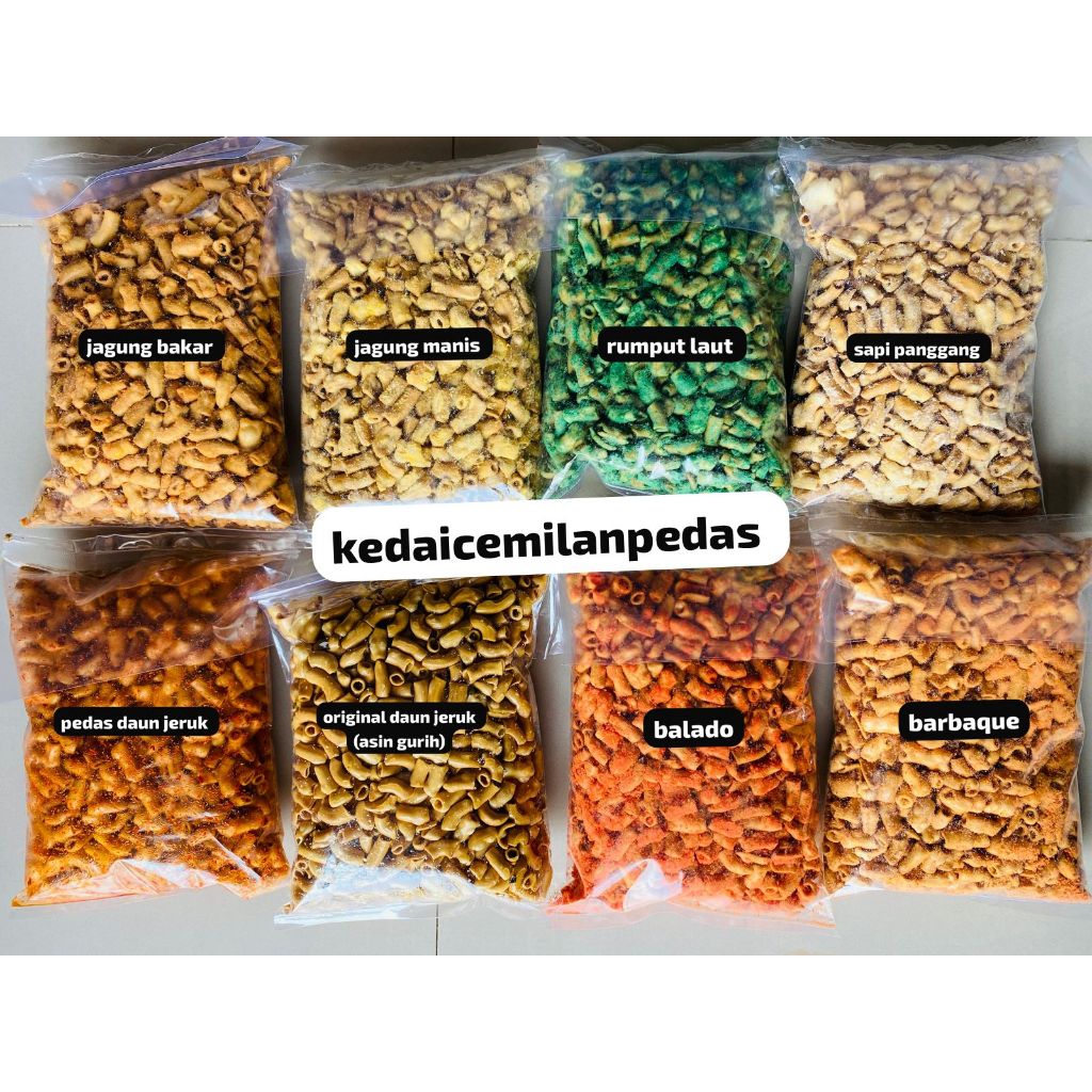 

MAKARONI BANTET ANEKA RASA READY VARIAN RASA BALADO/BARBAQUE/SAPI PANGGANGJAGUNG BAKAR/JAGUNG MANIS/RUMPUT LAUT/PEDAS DAUN JERUK/ORIGINAL DAUN JERUK