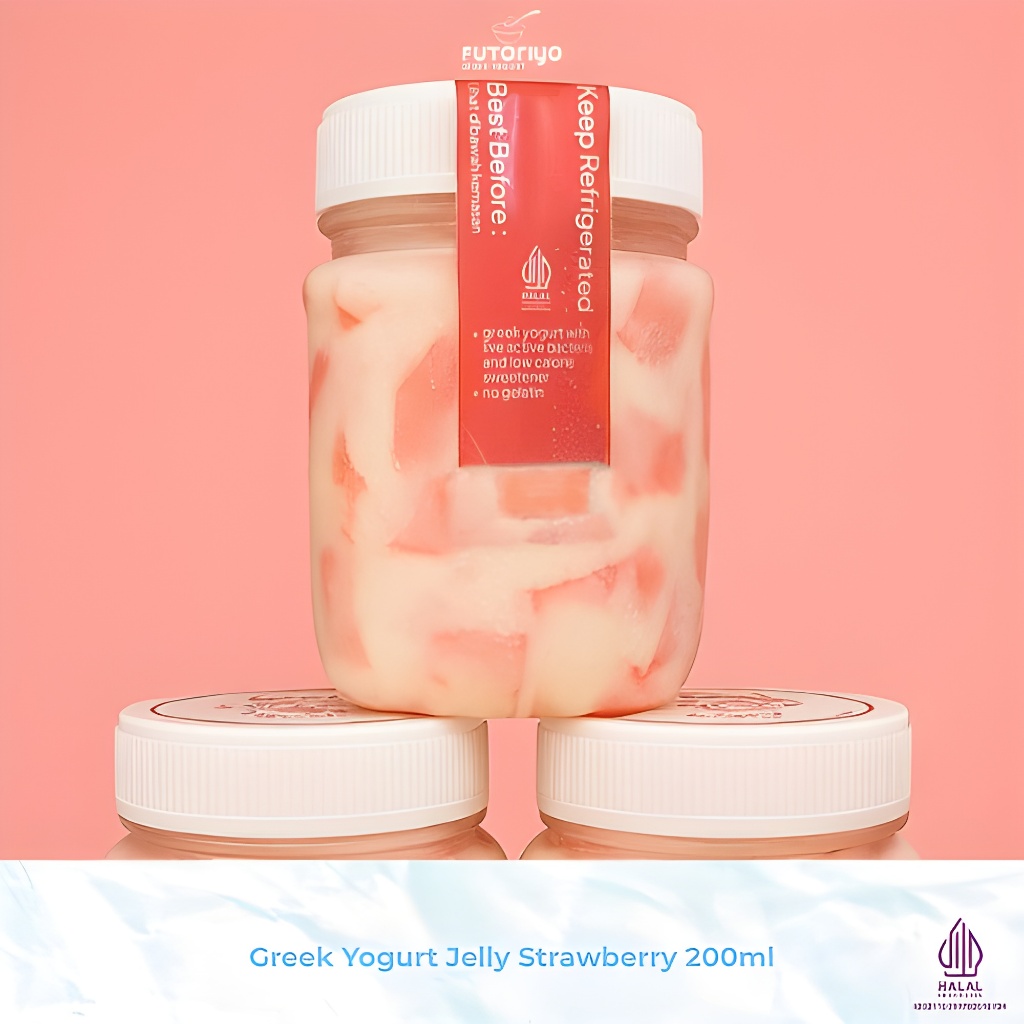 

FUTARIYA Greek Yogurt Jelly Strawberry 200ml - Live Active Probiotics Yogurt, Low Calorie
