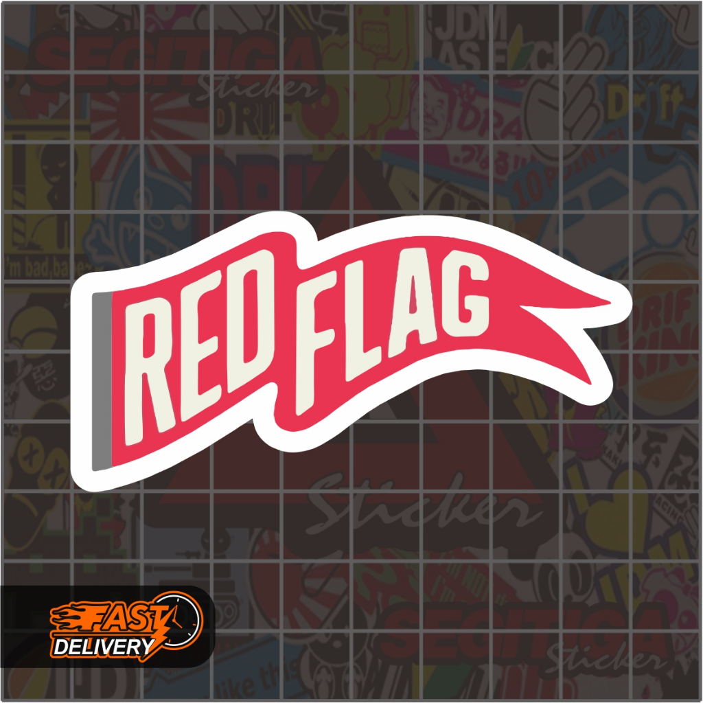 

Sticker Red Flag Ukuran 8 x 4 Cm