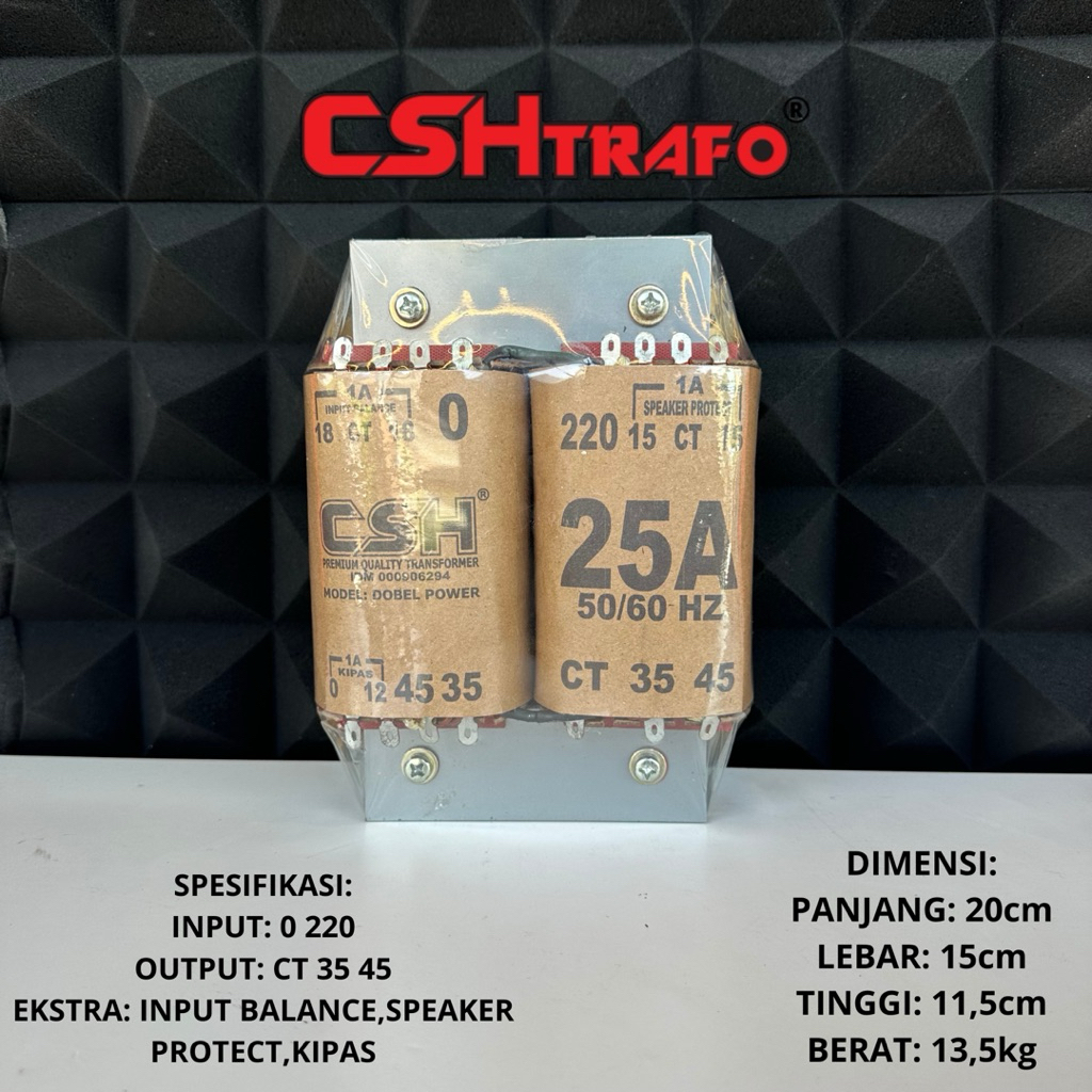 Trafo Dobel Power CSH 25A CT 45V 100% Tembaga Murni
