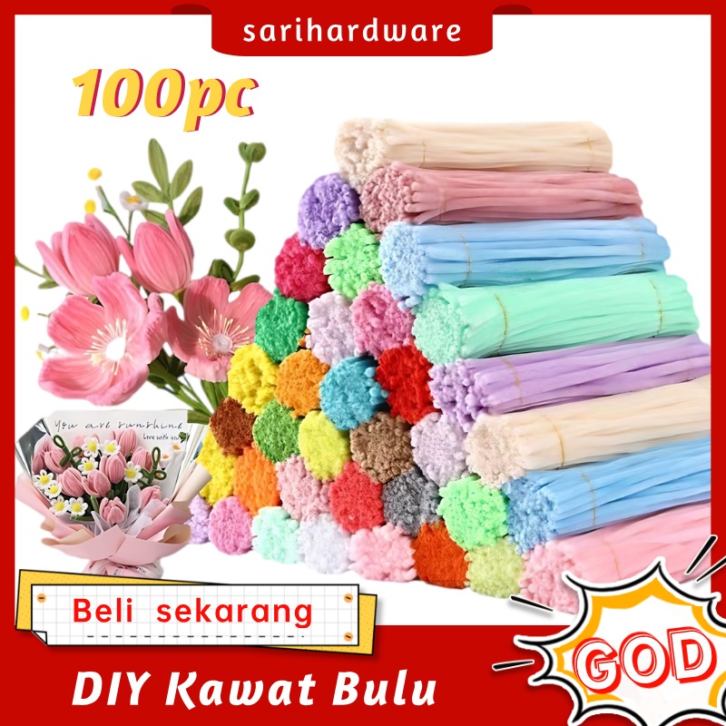 

Pipe Cleaner Kawat Bulu 30cm 100 Pcs/Bahan Kraf Diy Untuk Anak /Proyek Kreatif + Cod