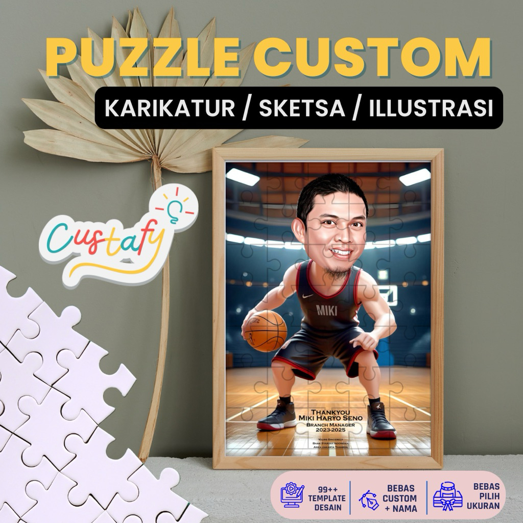 Puzzle Custom Foto Karikatur Mozaic Ilustrasi Sketsa | Kado Resign Kado Kerja | hadiah ulang tahun, 