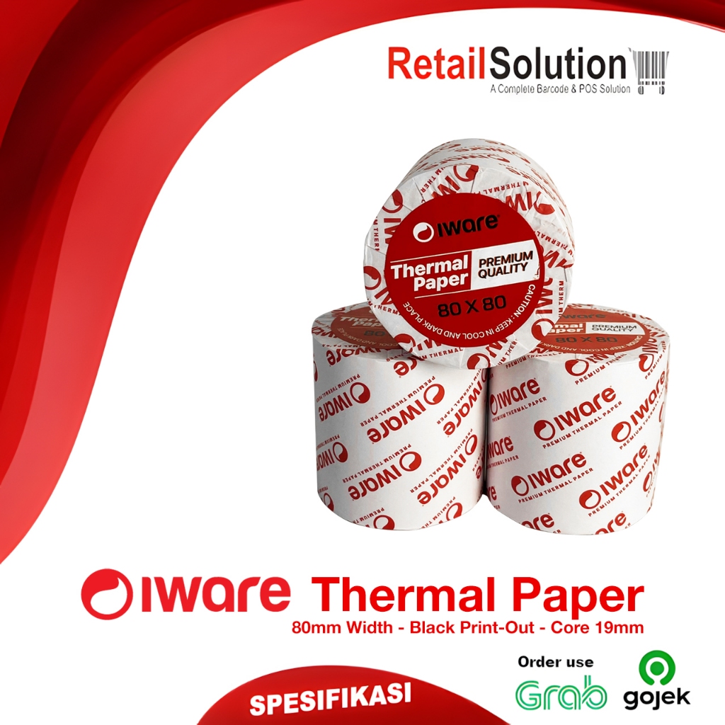 

Kertas Kasir Thermal POS Struk 80x80 - Iware Thermal Paper Roll 80x80mm Premium Quality