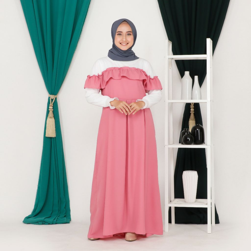 Qalisya Label maila 1 Dress - Baju Dress Maxy / DRESS JetBlack/ Size Fit L