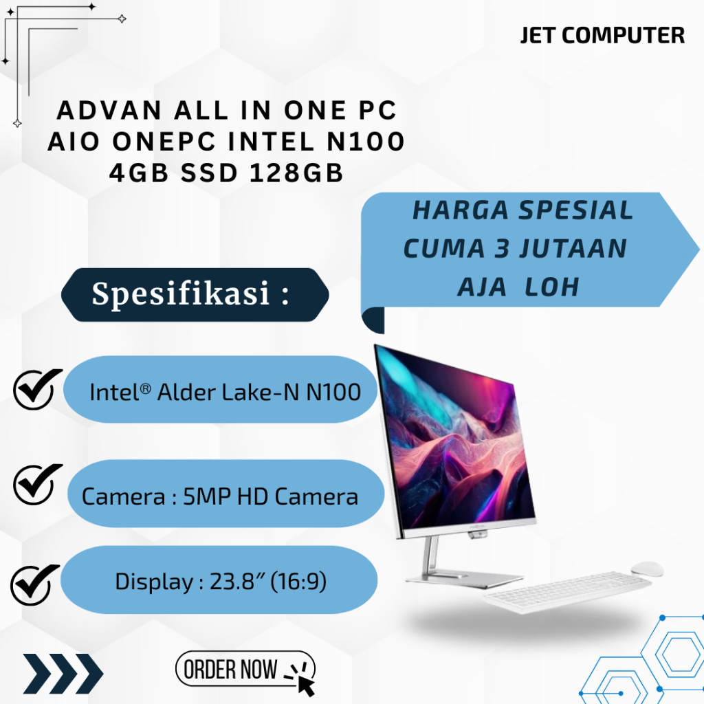 Advan All in One PC AIO OnePC Intel N100 4GB SSD 128GB