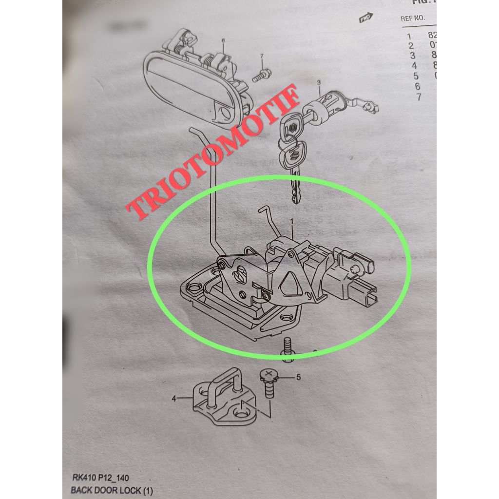 door lock pintu belakang bagasi suzuki karimun estilo original