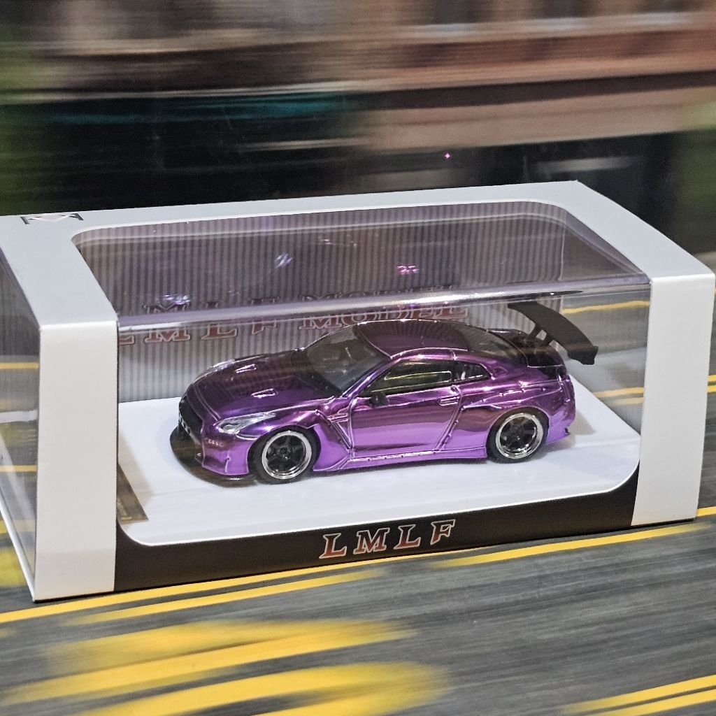 LMLF Nissan GTR R35 pandem rocket Bunny gt wing purple chrome Lbwk liberty walk time micro 64 mini s