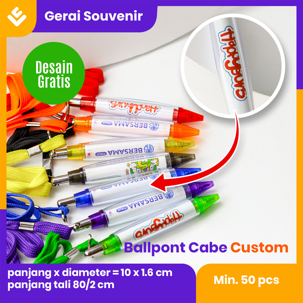 

Custom Tulisan Sticker Ballpoint CABE Bolpen Pulpen Pena Promosi / Pulpen Custom Nama / logo