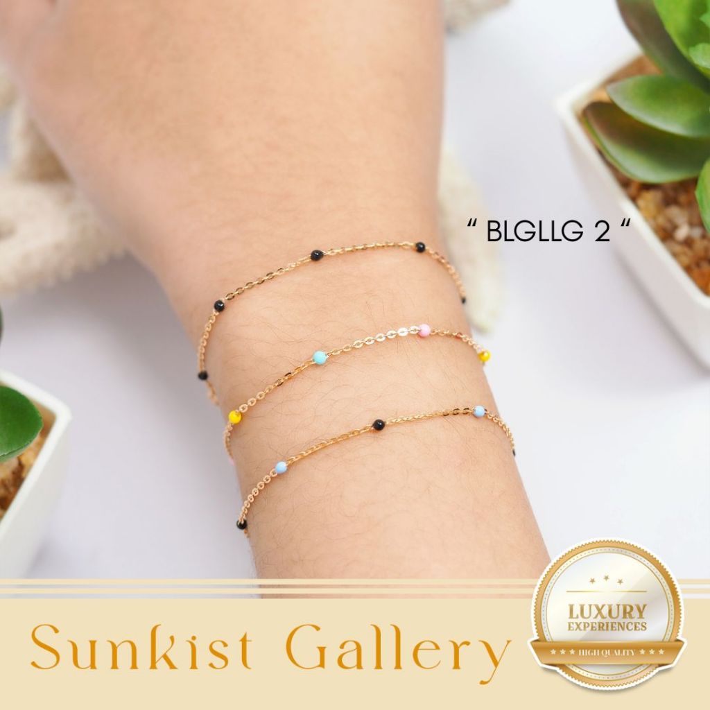 GELANG RANTAI WANITA TERBARU EMAS ASLI MODEL JEDAR WARNA WARNI KEKINIAN EMAS MUDA KADAR 6K (300) & 8