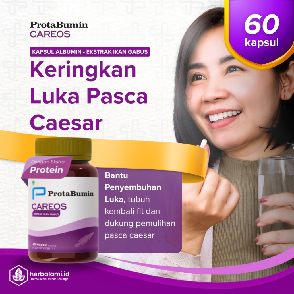 Protabumin Careos - Suplemen Ekstrak Ikan Gabus untuk Luka Diabetes & Pemulihan (60 Kapsul)