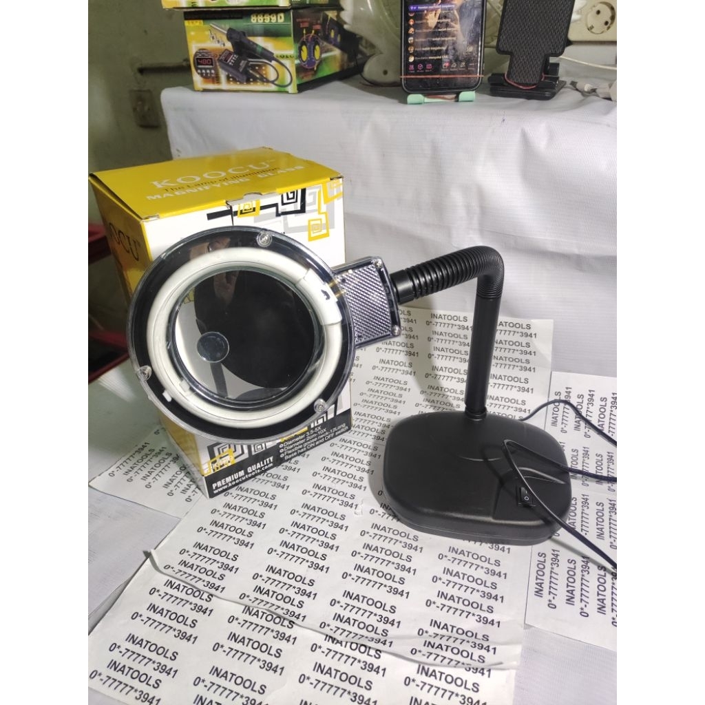 LAMPU MEJA SERVICE/ LAMPU SERVICE HP / LAMPU BELAJAR/ LAMPU SERBAGUNA / LAMPU SERVICE DENGA KACA PEM