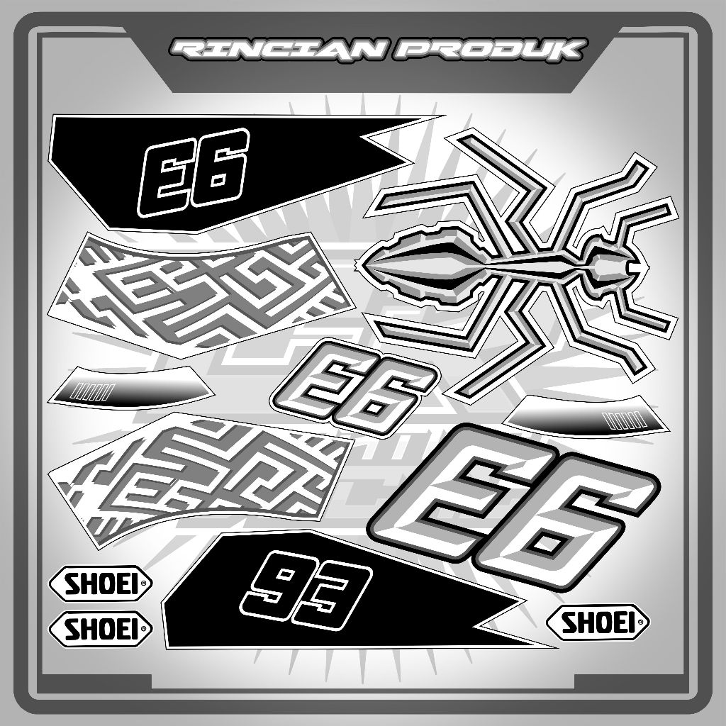 WATER SLIDE DECAL HELM MOTIF WHITE ANT MARQUEZ