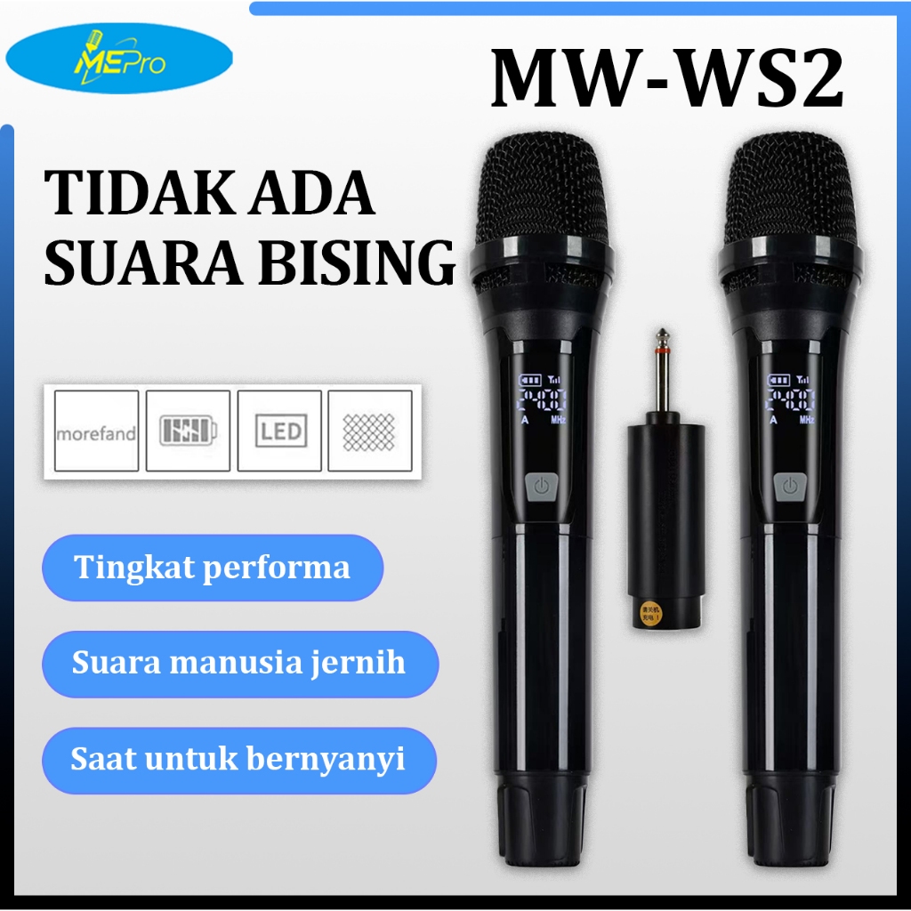 Mepro Mw-WS2  Mikrofon nirkabel Mikrofon Mikrofon profesional Mikrofon Handheld UHF Wireless Mikrofo