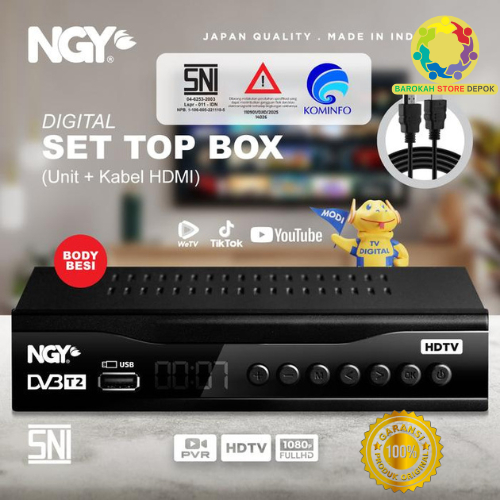 NGY Digital Set Top Box HD / STB Siaran DVB T2 Receiver | NGY-801 NAGOYA - Body Besi HDMI
