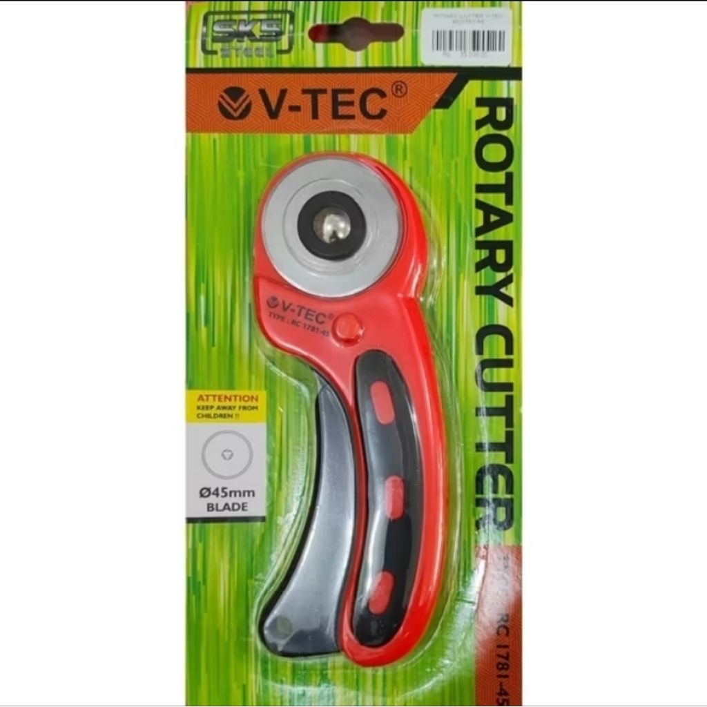 

Rotary Cutter V-TEC Cutter Rotary Roller Blade || cutter bundar / alat pemotong bahan kain || Refill rotary cutter Switch lock / with grib ( 28 mm & 45 mm )