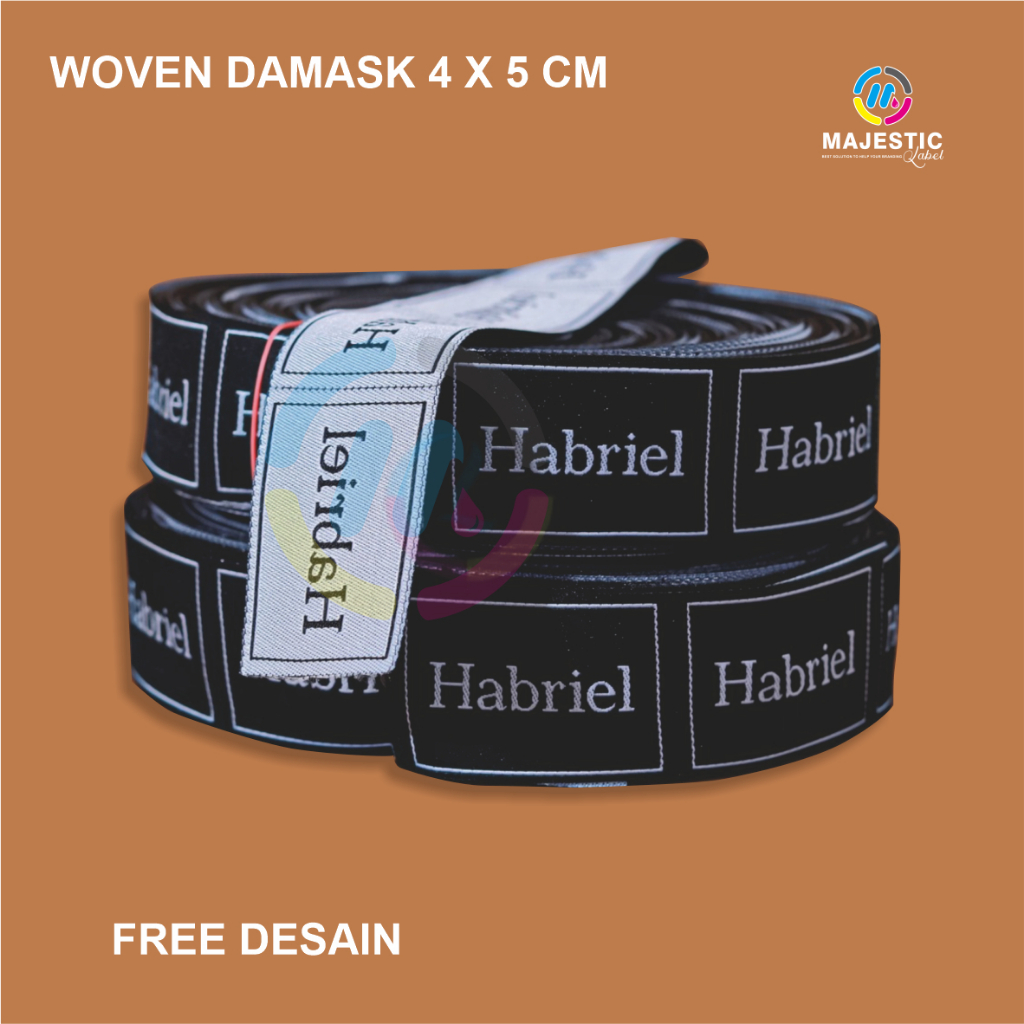 label woven custom / 4x5cm majestic label/ label woven damask custom label baju