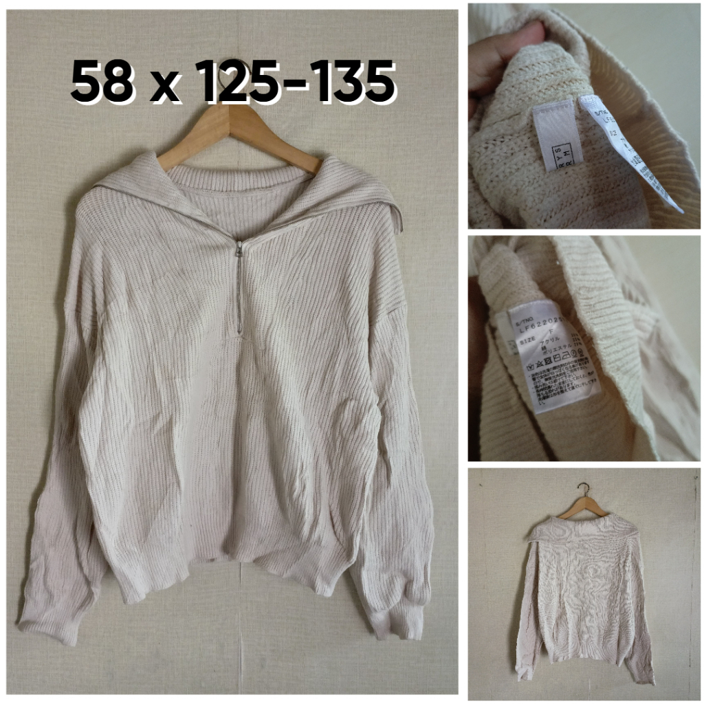 Sweater Haflzip Lowrys Farm Coklat Susu Coksu Size L Wanita Knit Tebal Empuk OB008