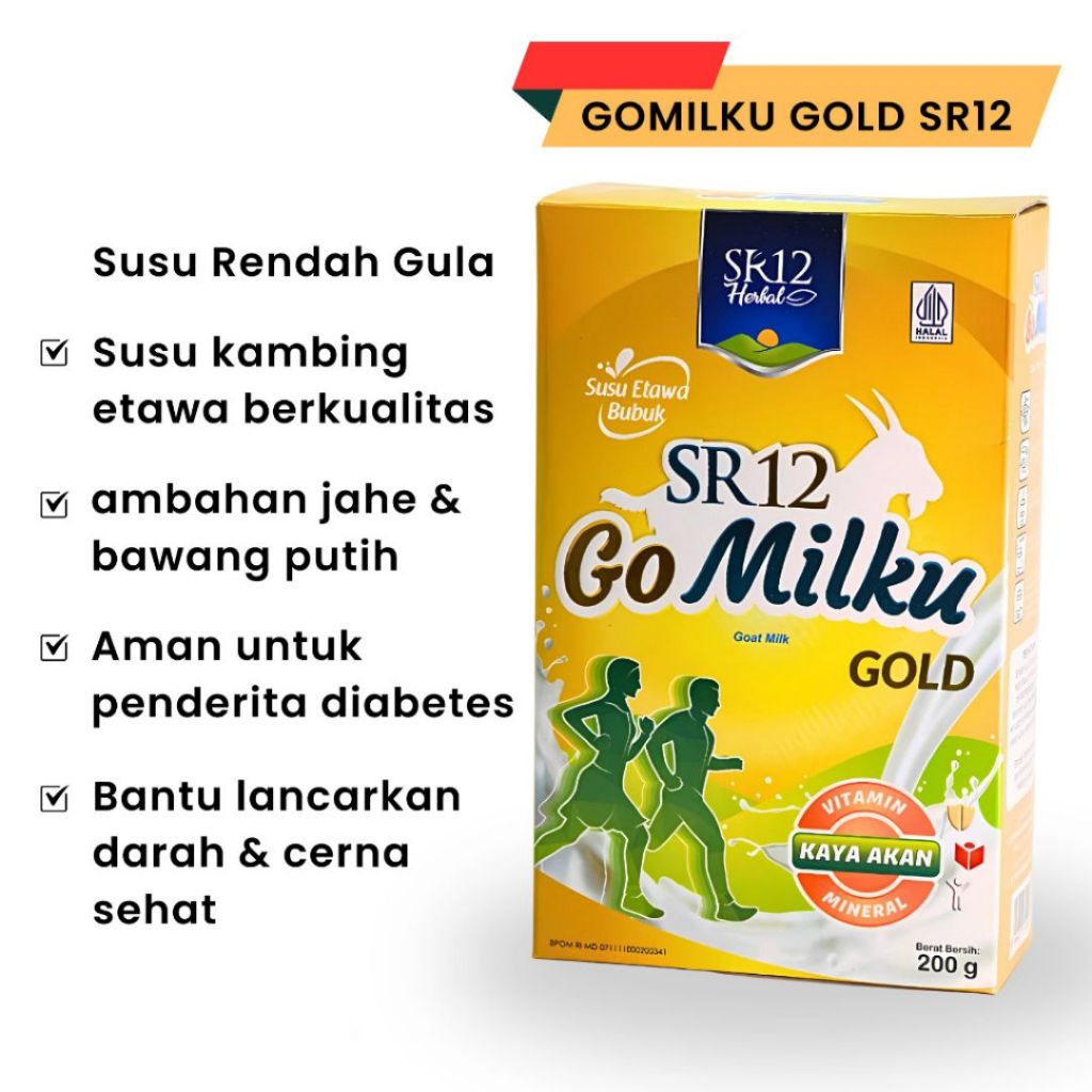 

SR12 Susu Rendah Lemak Tinggi Kalsium Bebas Gula Gomilku Gold Susu Kambing Etawa Bubuk 200gr best seller