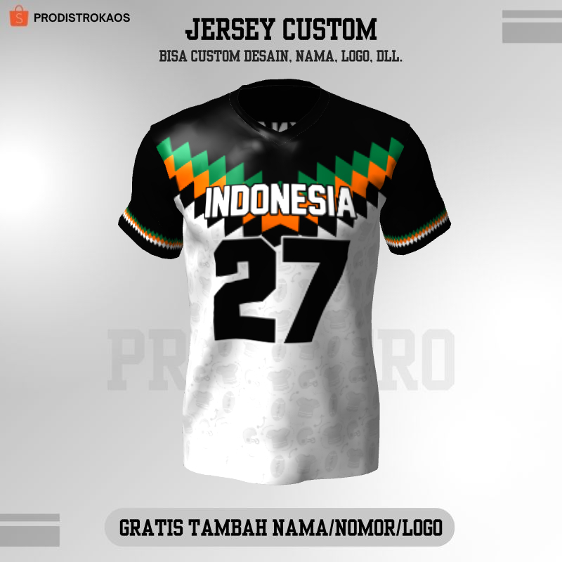 Baju Kaos Jersey Olahraga Badminton Pingpong Lari Volly dll - Jersey Futsal Retro Vintage Putih Hita