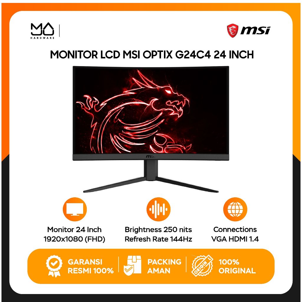 MSI Optix G24C4 LED Gaming Monitor 24 Inch Full HD - Garansi Resmi