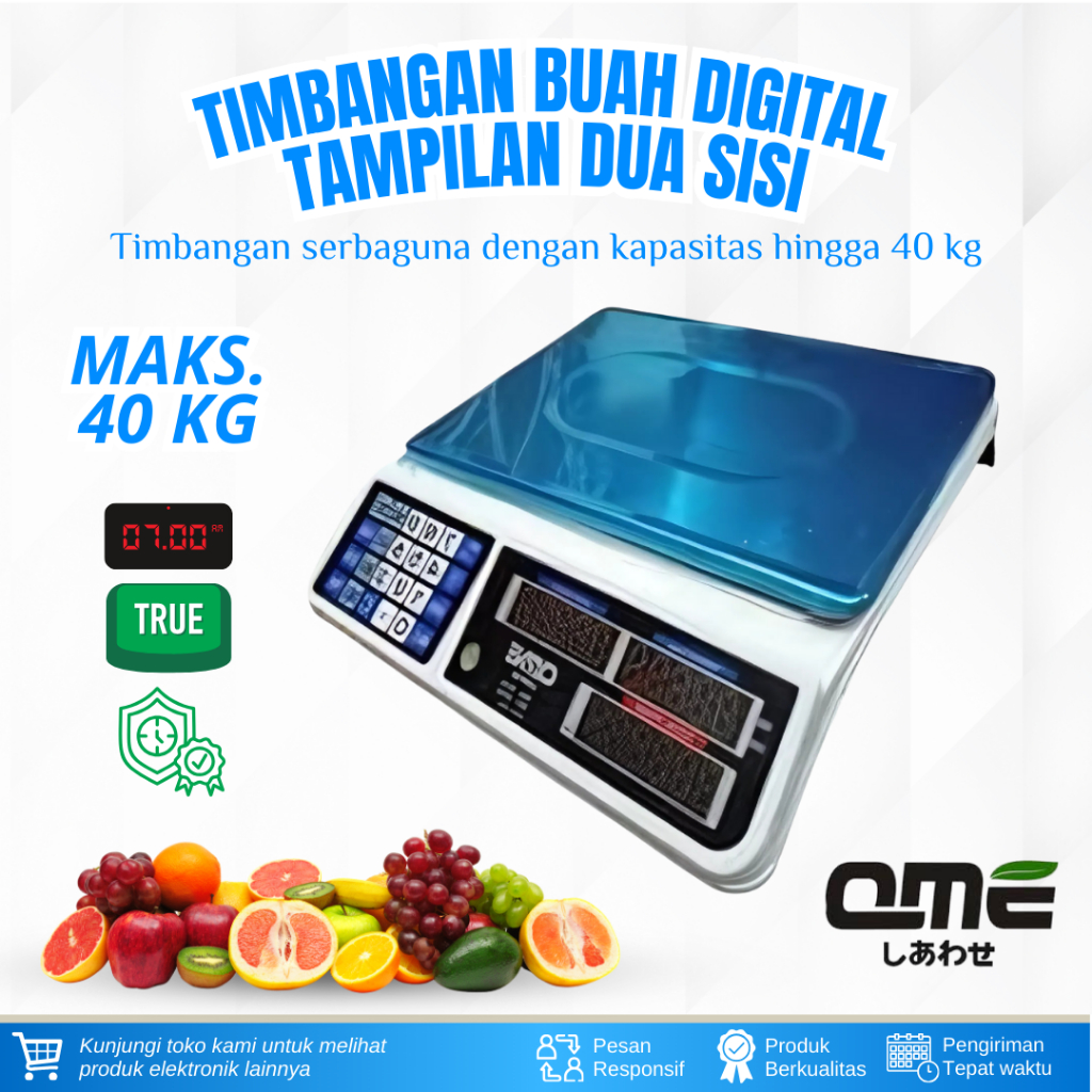QME Timbangan Buah Digital 40kg Digital Computing Scale 40Kg Double Display Ori
