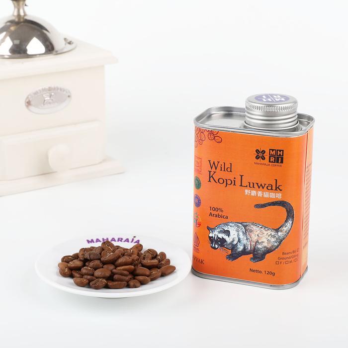 

Maharaja Wild Kopi Luwak Arabica Roasted Coffee 120g Kemasan Kaleng Premium/ Hadiah/ Hampers/ Gift pack