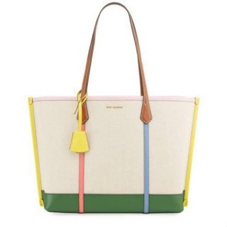 TORY 64475 Perry Canvas Triple Compartment Tote Bag Large Natural TB