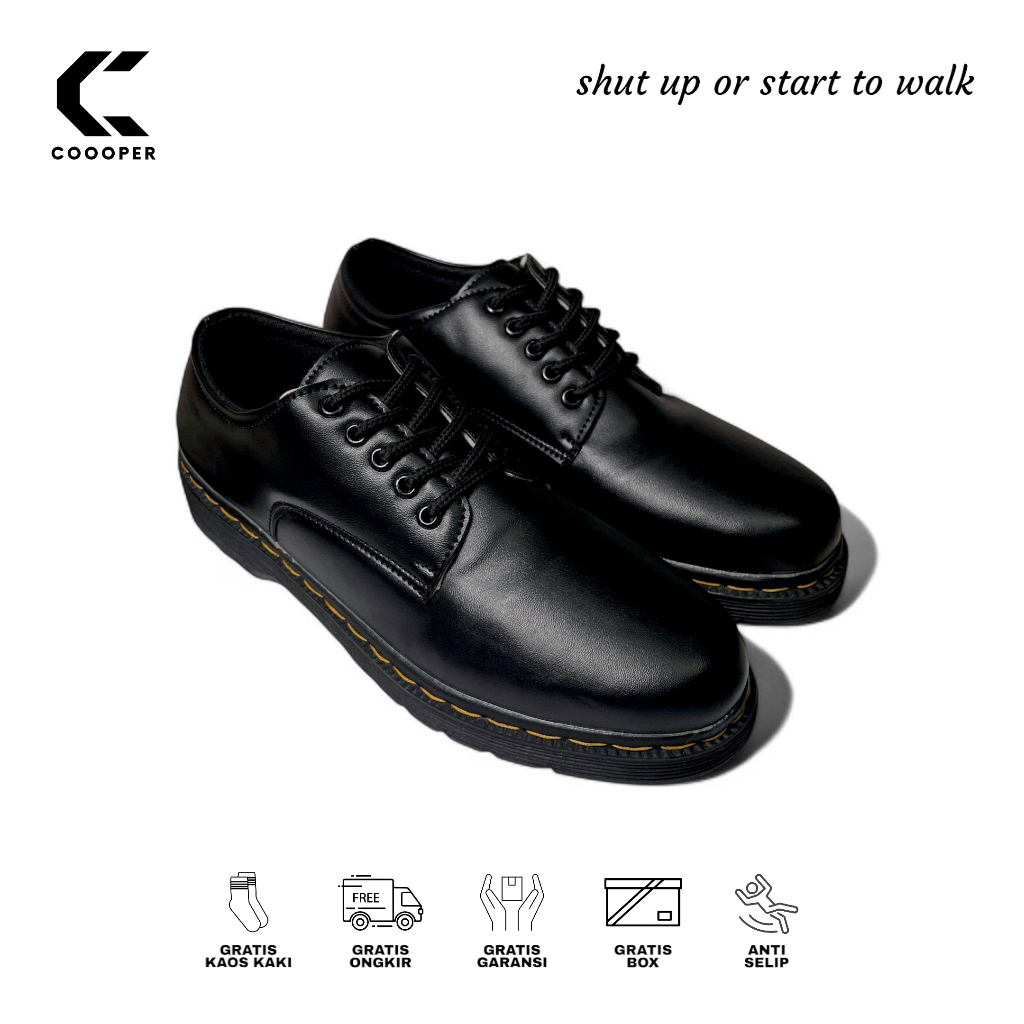 COOOPER FOOTWEAR REBELLION - Sepatu Formal Docmart Pria Low Hitam Kerja Kantor Oxford Casual Daily