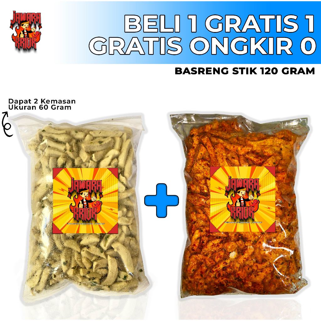 

JAWARAKRIUK - Beli 1 Dapat 2 BASRENG CRISPY 120 Gram Bastik Rasa Original 60gr Pedas 60gr Xtra Pedas 60gr Bumbu Melimpah Cemilan