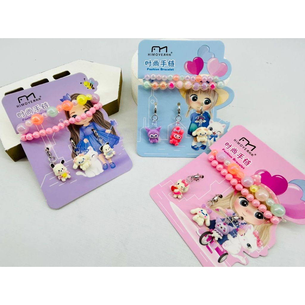 (Isi 2 Gelang) Gelang Colorful Anak Motif Sanrio Aksesoris set Gelang DIY Gelang Anak Perempuan Vira