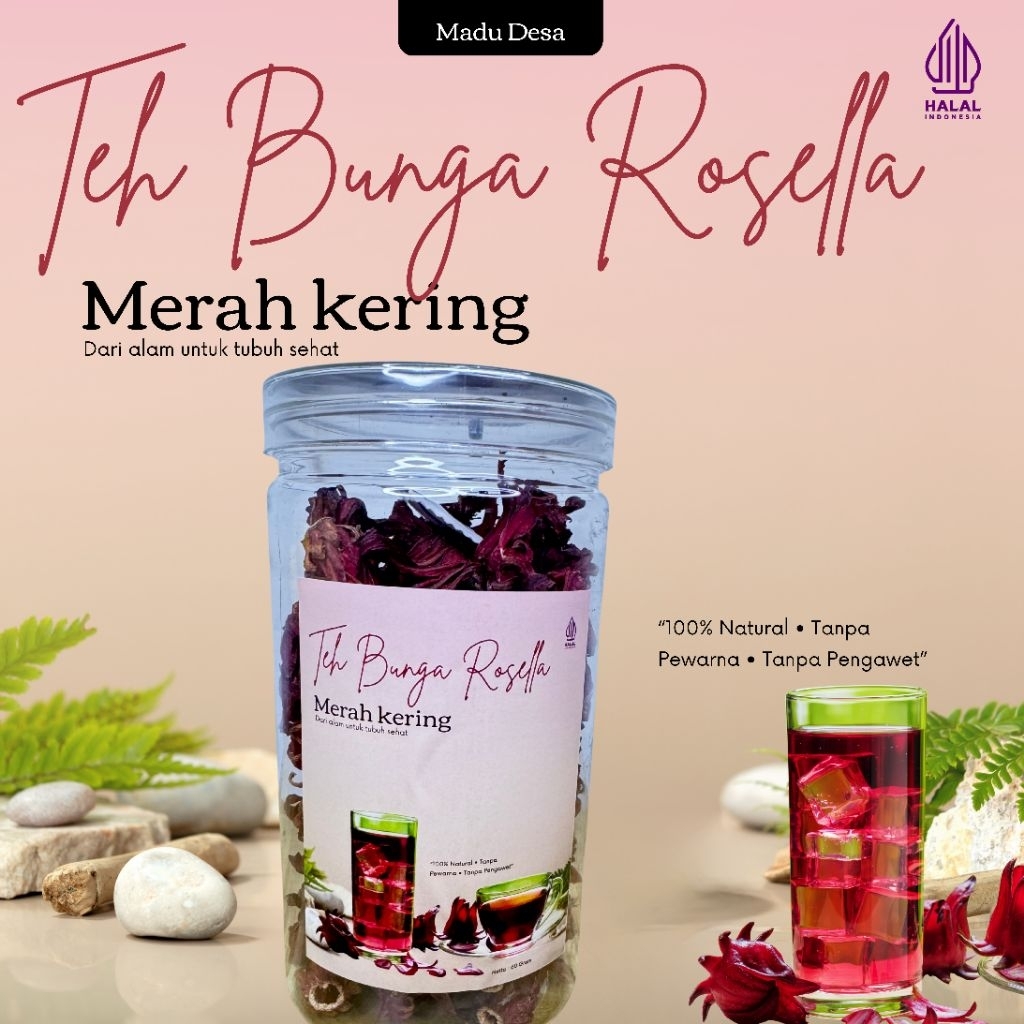 Teh Bunga Rosella Merah Kering 60 Gram Bunga Rosella Merah Kering Premium