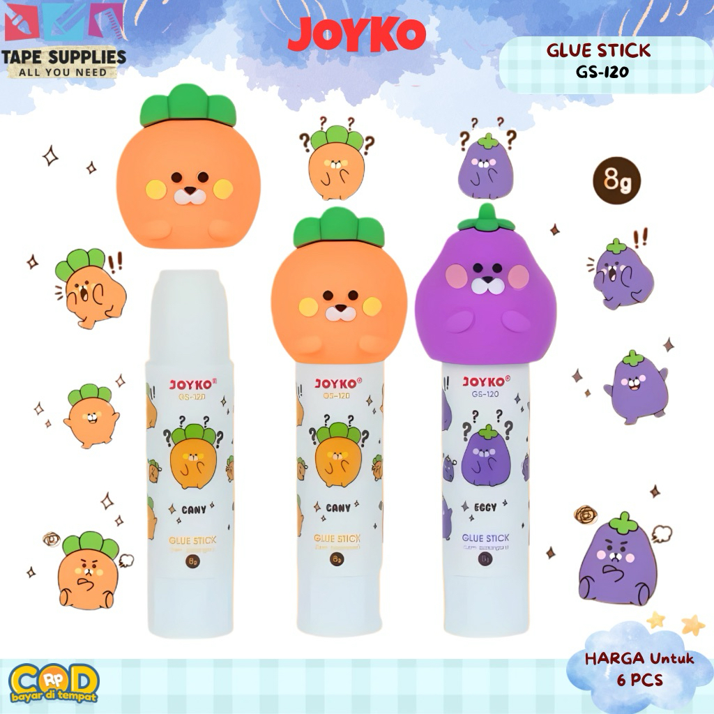 

(DAPAT 6) Glue Stick JOYKO Lem Stik Lem Batangan DESIGN TERBARU GS-120 8gram / Untuk Kertas&Karton
