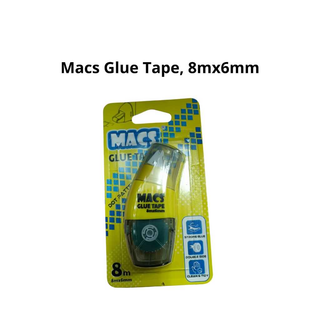 

LEM Macs Glue Tape / Lem Kertas Double Side Strong Glue Ukuran 8m x 6mm - Per Pcs
